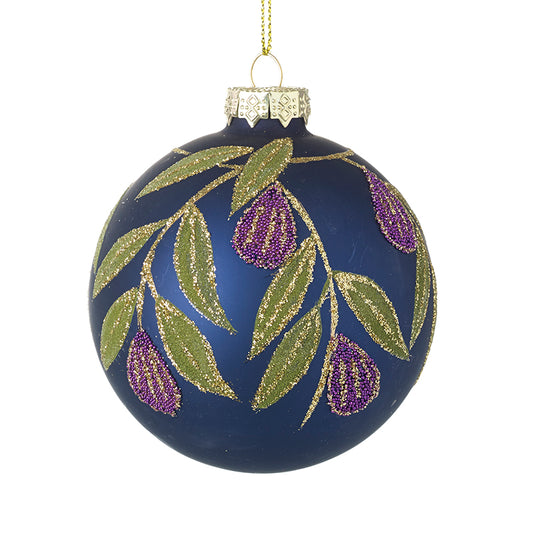 Deep Purple Glass Floral Bauble
