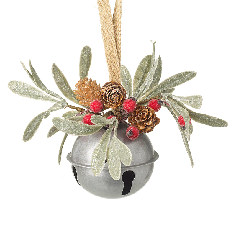 Silver Bell Foliage Top Bauble Hanger