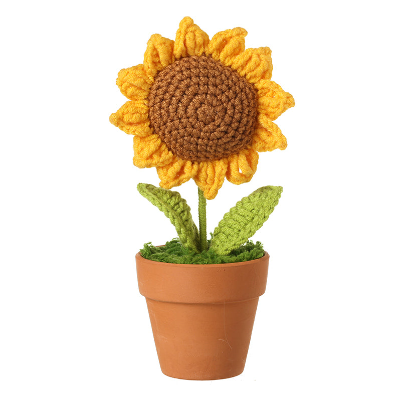 Knitted Sunflower In Terracotta Pot