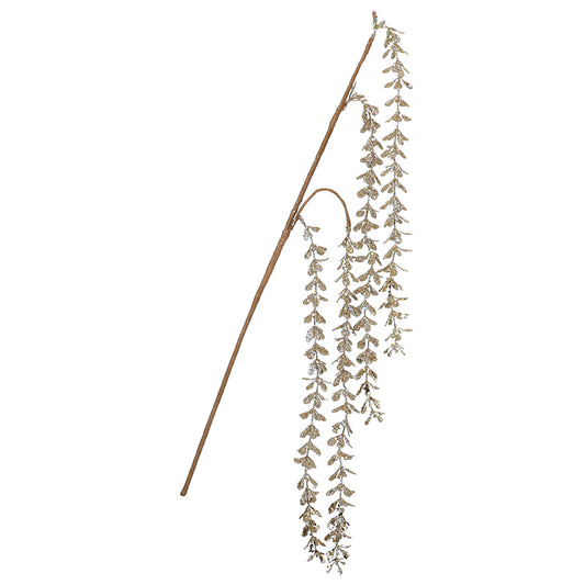 SILVER GLITTER LEAVES STEM