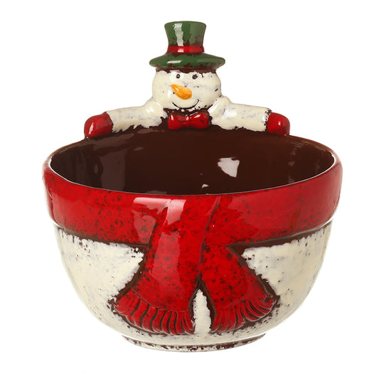 LARGE CERAMIC SNOWMAN BOWL