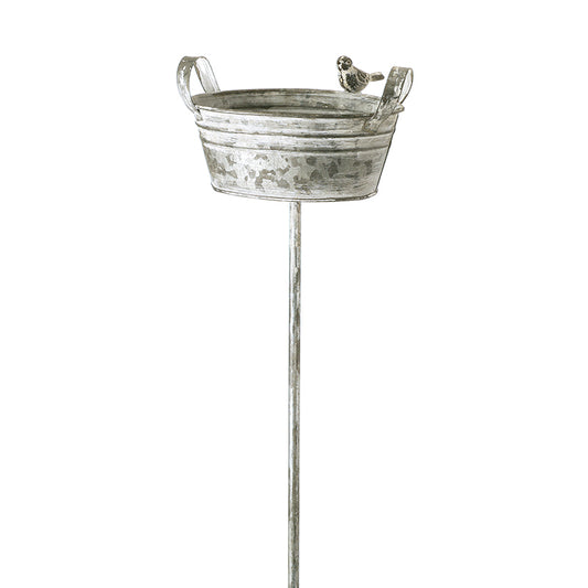 METAL BIRD ON BUCKET GARDEN STAKE