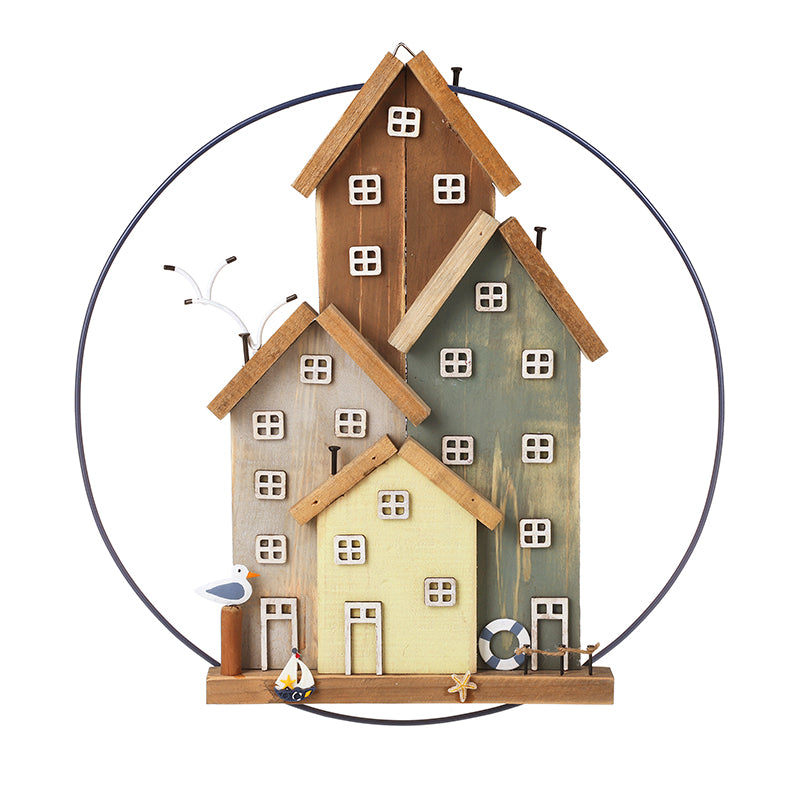 Metal & Wood Circular Houses Scene