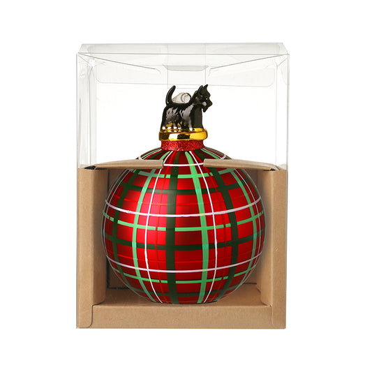 HANDBLOWN GLASS BALL BLACK SCOTTIE