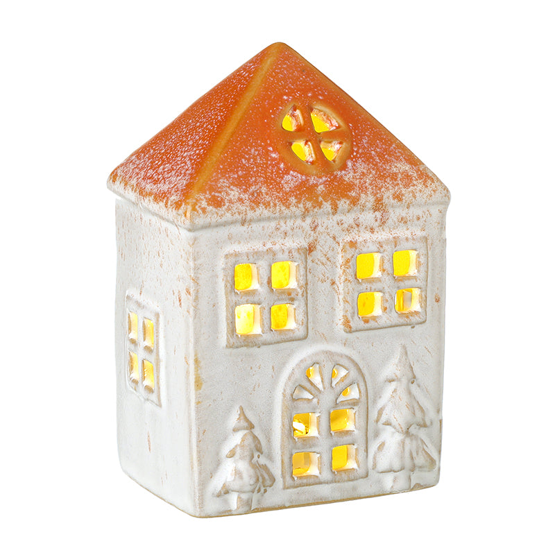 ORANGE ROOF CERAMIC HOUSE W/LED