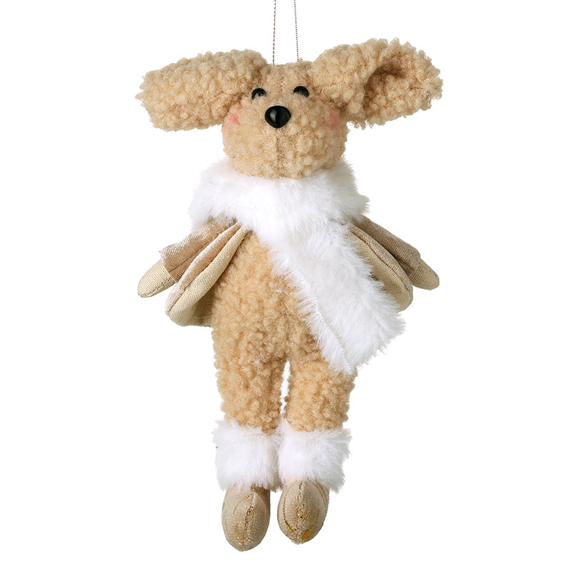 BEAR HANGER WITH WHITE FLUFFY SCARF