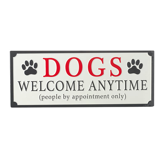 Metal Dogs Welcome Anytime Sign