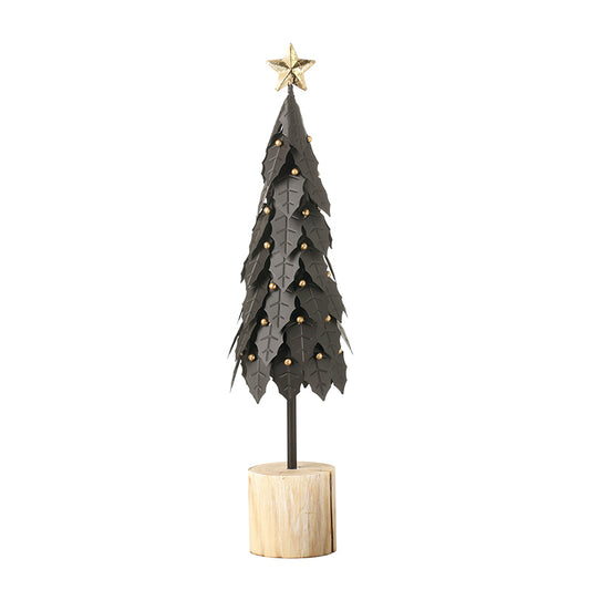 BLACK HOLLY LEAF TREE W/GOLD BALLS &STAR