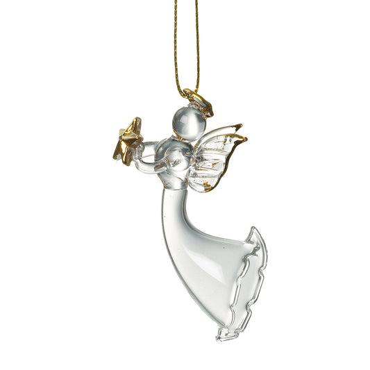 Floaty Dress Hanging Glass Angel W/Star