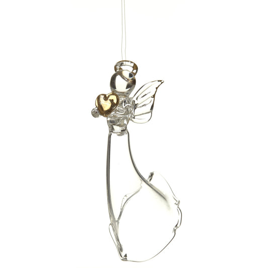 Floaty Dress Hanging Glass Angel W/Heart