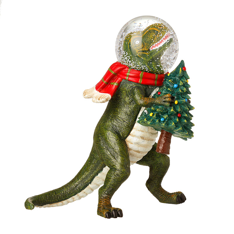 DINOSAUR CHRISTMAS SNOWGLOBE ORNAMENT