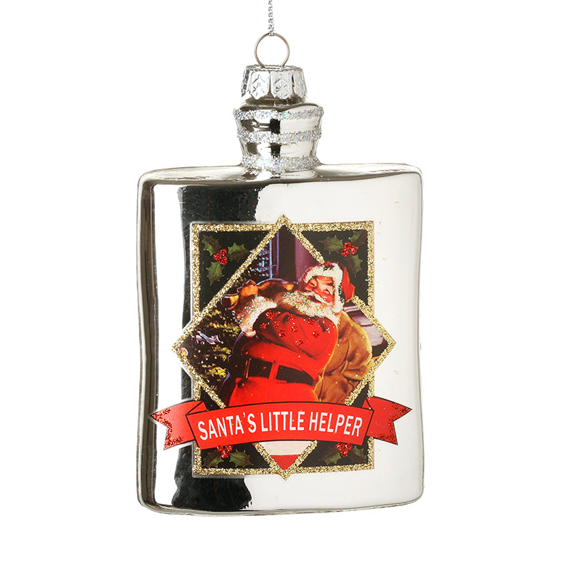GLASS HANGING SANTA`S LITTLE HELPER