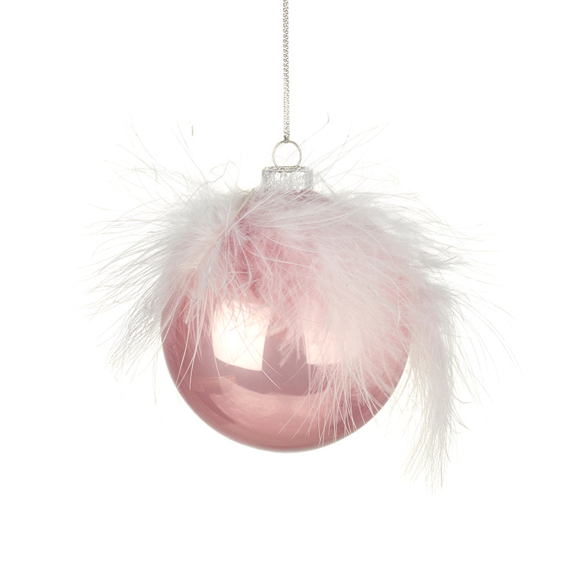 Pink Bauble With Feathers