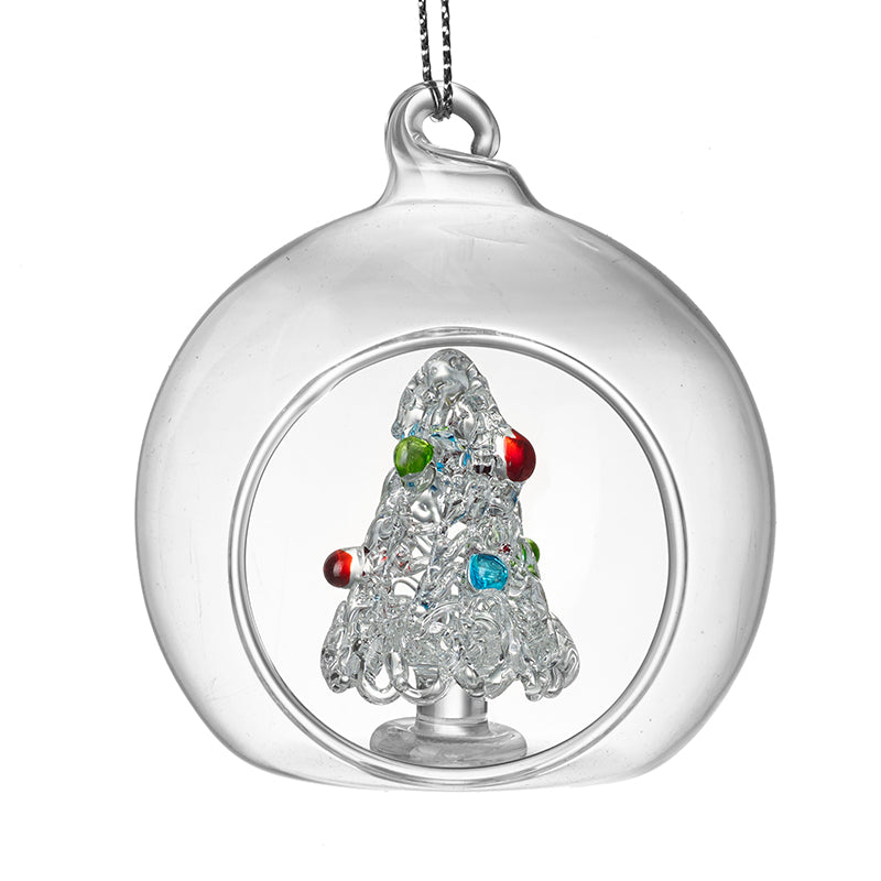 Glass Hanging Ball With Tree Inside