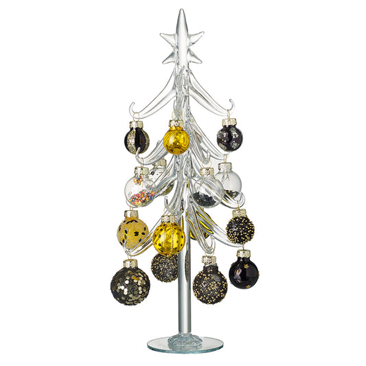 Tall Black & Gold Glass Decs Tree