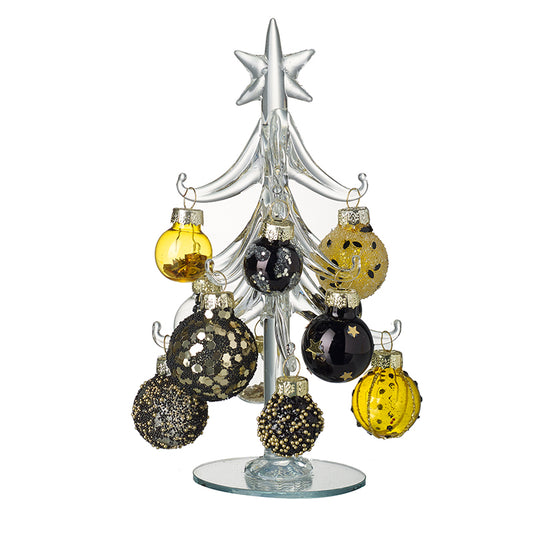 Small Black & Gold Glass Decs Tree
