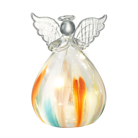 Light Up Amber Blown Glass Skirt Angel