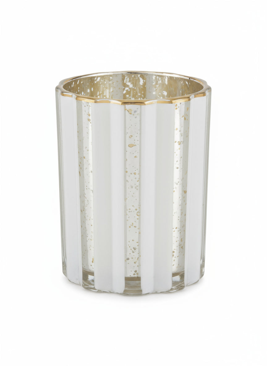 White & Clear Glass T-Light Holder