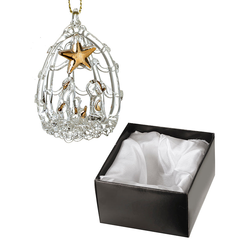 BOXED GLASS NATIVITY SCENE