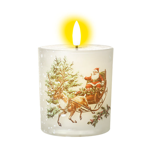WHITE SANTA SLEIGH LED CANDLE