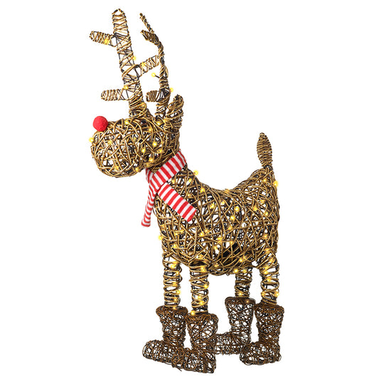 Light Up Rattan Reindeer In Boots