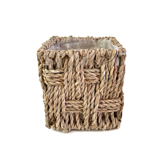 Natural Straw Braided Basket Sm