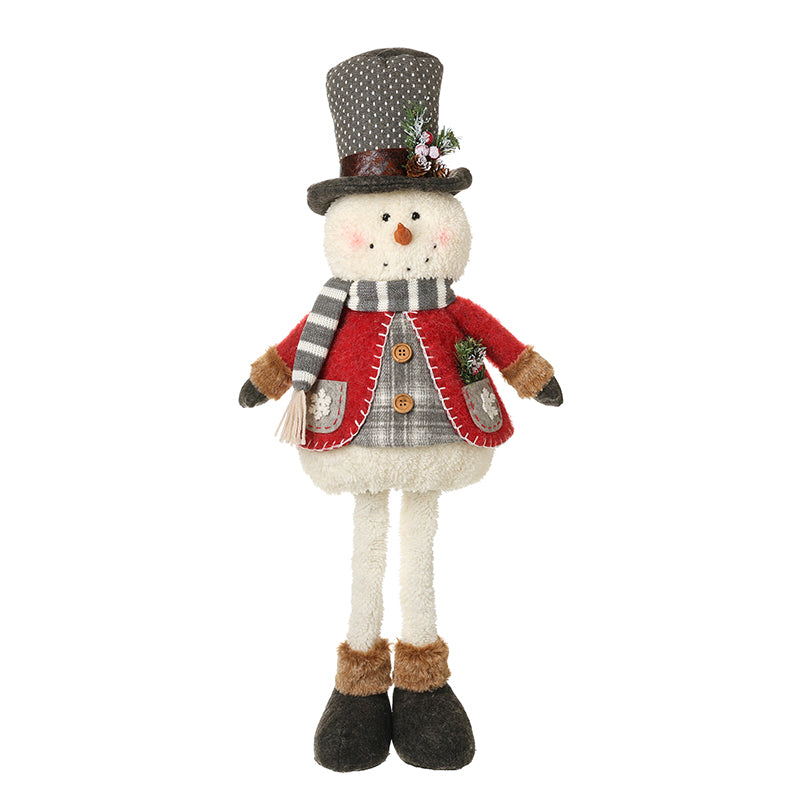 WHITE SNOWMAN WITH  HAT EXTENDING LEGS
