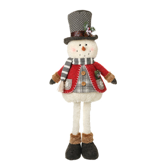 WHITE SNOWMAN WITH  HAT EXTENDING LEGS