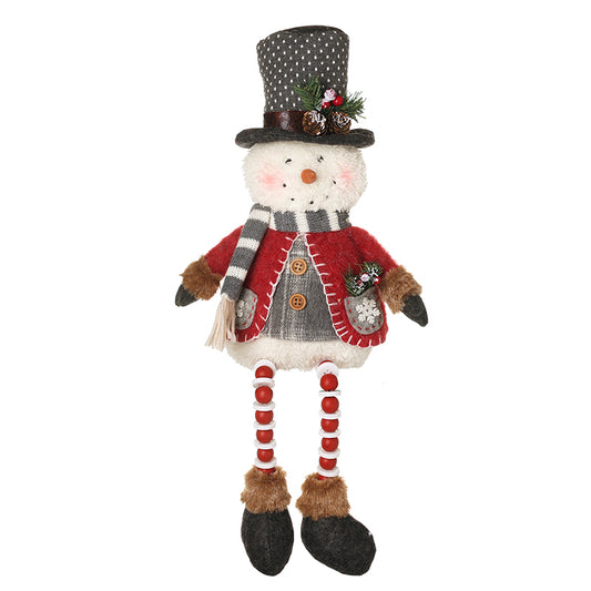 WHITE SNOWMAN  SITTING WITH DANGLE LEGS