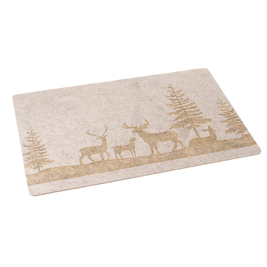 Felt Cream Place Mat With Deers