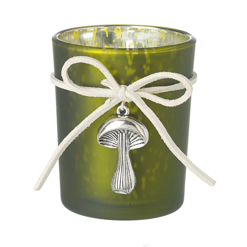 Frosted Green T Light Glass Holder