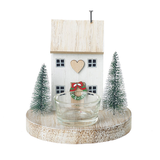 Wooden House T Light Holder
