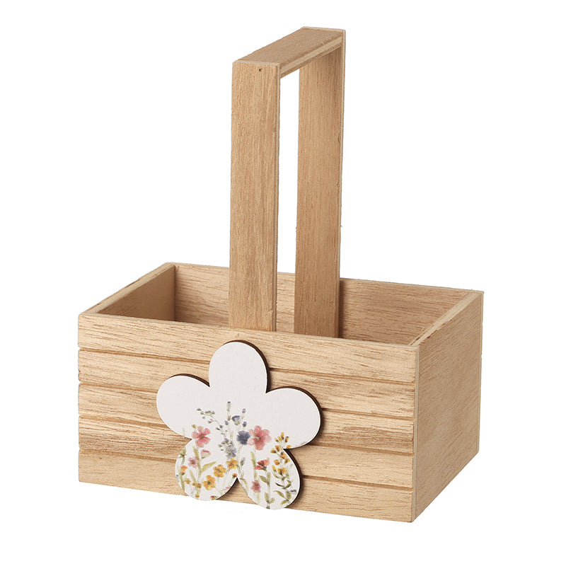 Large Wooden Basket With Flower