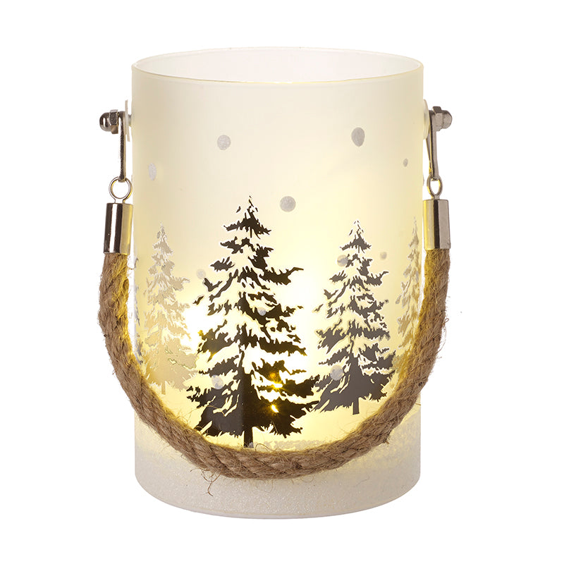 Sm Light Up Forest Hanging Glass Lantern
