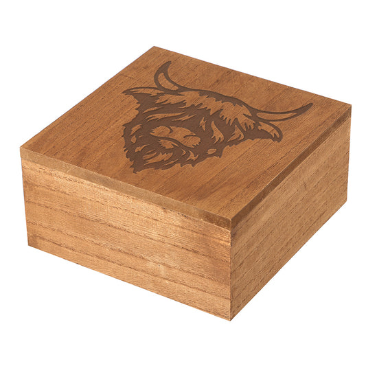 Highland Cow Design Large Wooden Box