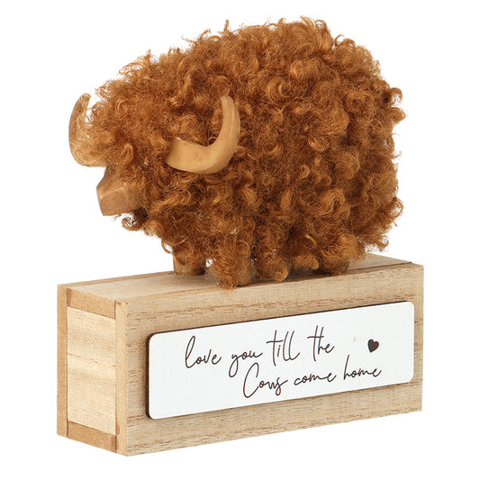 Highland Cow Love You Wooden Dec