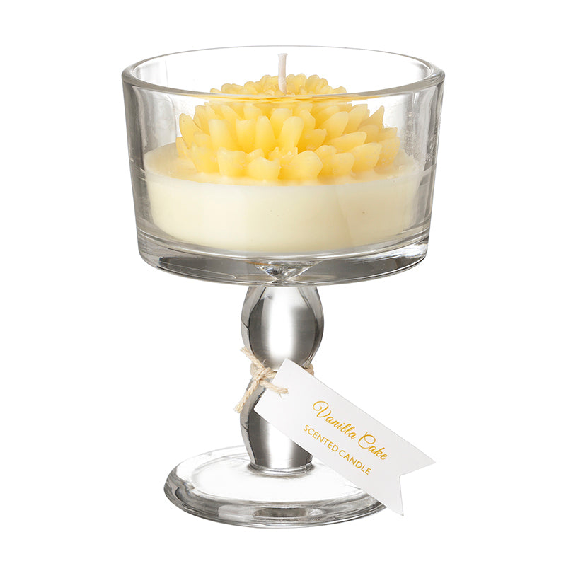 Pale Cream Flower Candle In Glass Holder