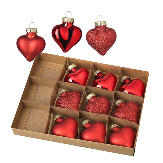 Red Glass Heart Set