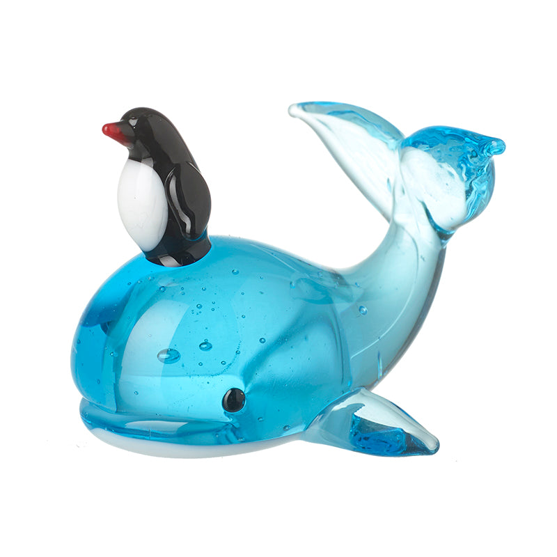 Glass Whale With Penguin