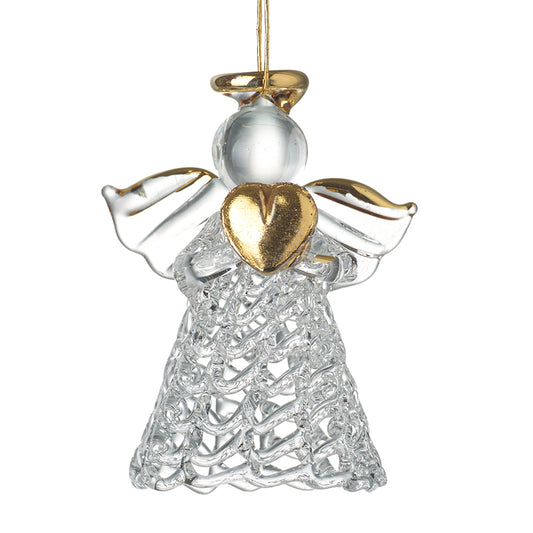 Spun Glass Angel With Gold Heart