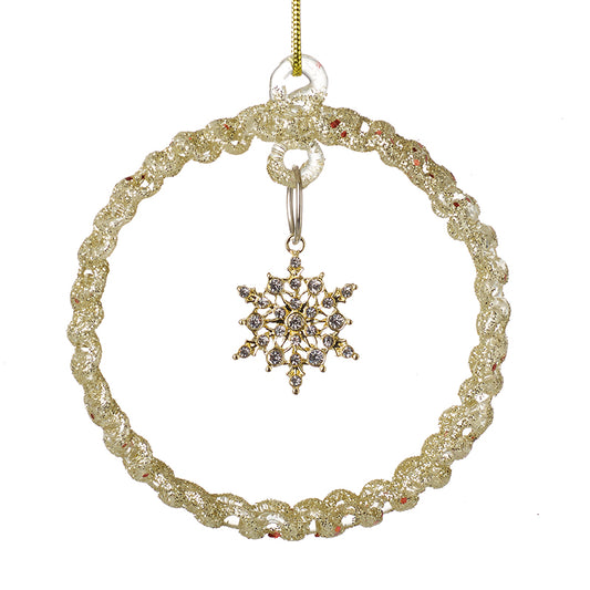 Spun Glass Hoop With Snowflake Dec