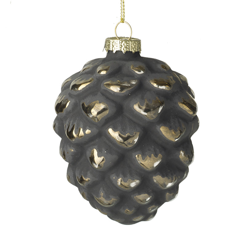 Grey & Gold Glass Fir Cone