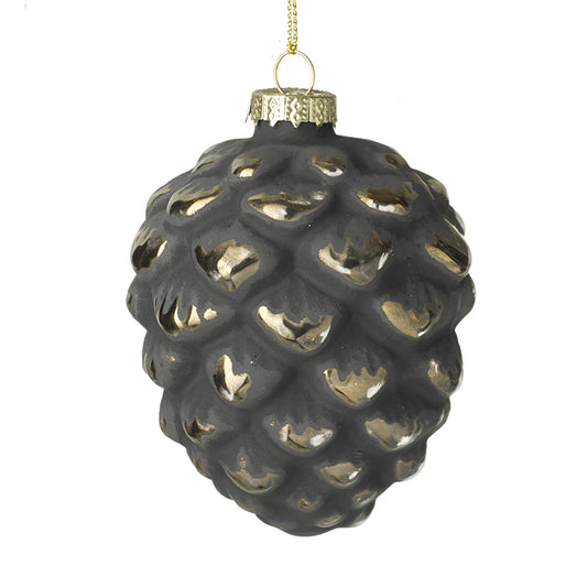 Grey & Gold Glass Fir Cone