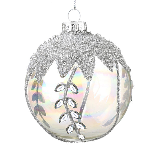 FROSTED TOP GLASS JEWELLED BAUBLE