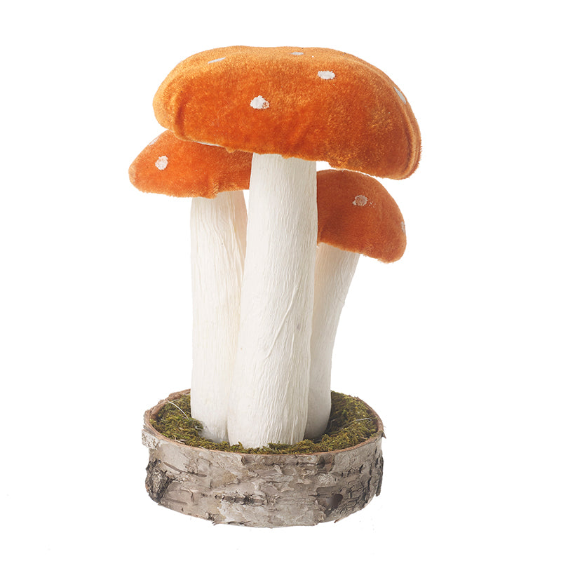 Lg Velvet Orange Standing Toadstools