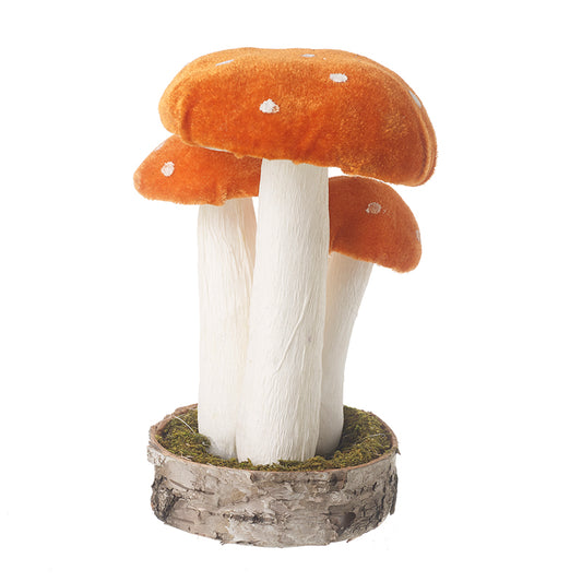 Lg Velvet Orange Standing Toadstools