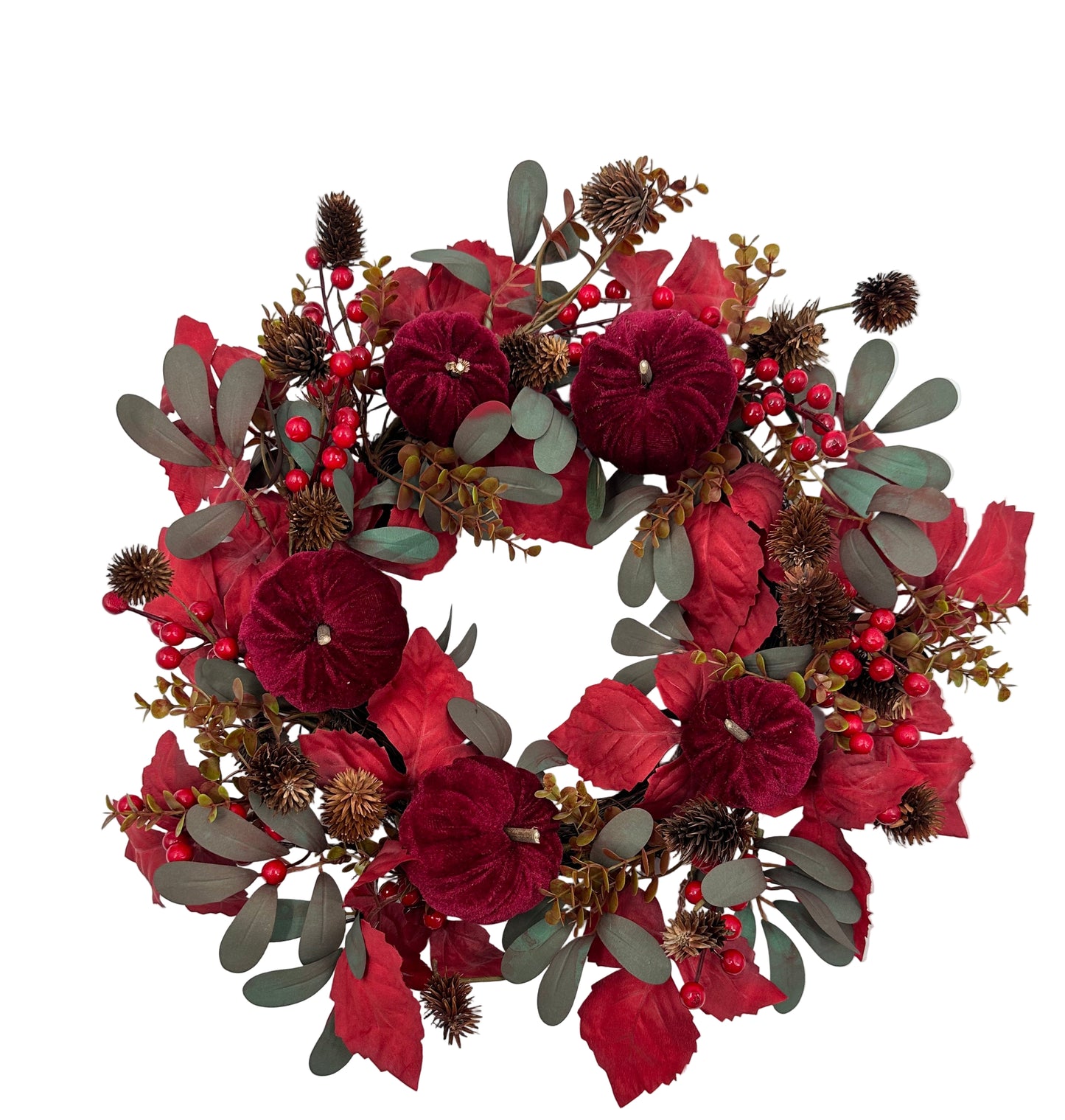 50CM DEEP RED FOLIAGE WREATH