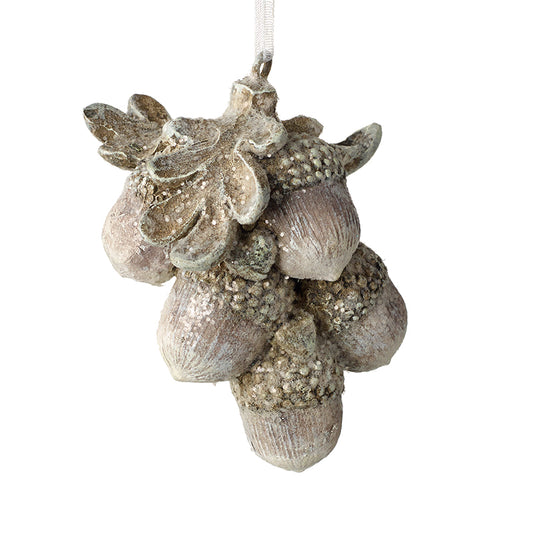 Hanging Silver Leaf & Acorn Bunch