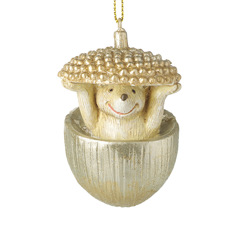 Bear In Golden Acorn Hanger