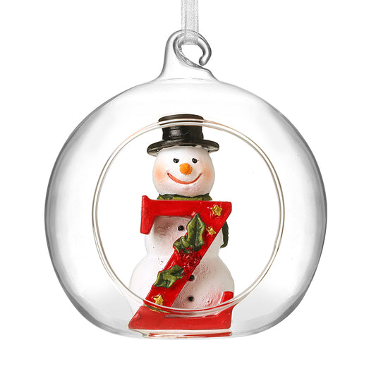 Z GLASS OPEN GLOBE SNOWMAN